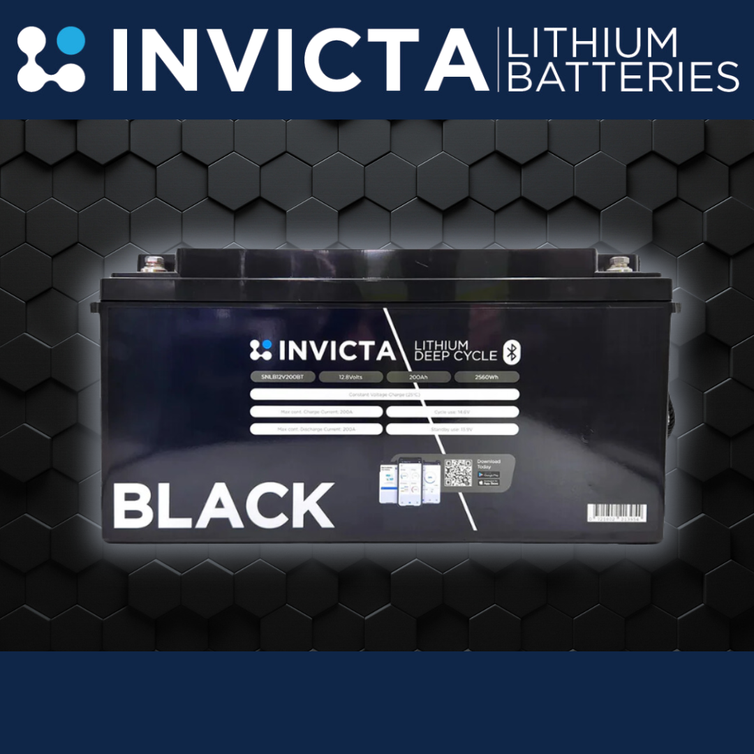 Invicta Black | 12V 200AH | Lithium battery | with Bluetooth | SNLB12V200BT