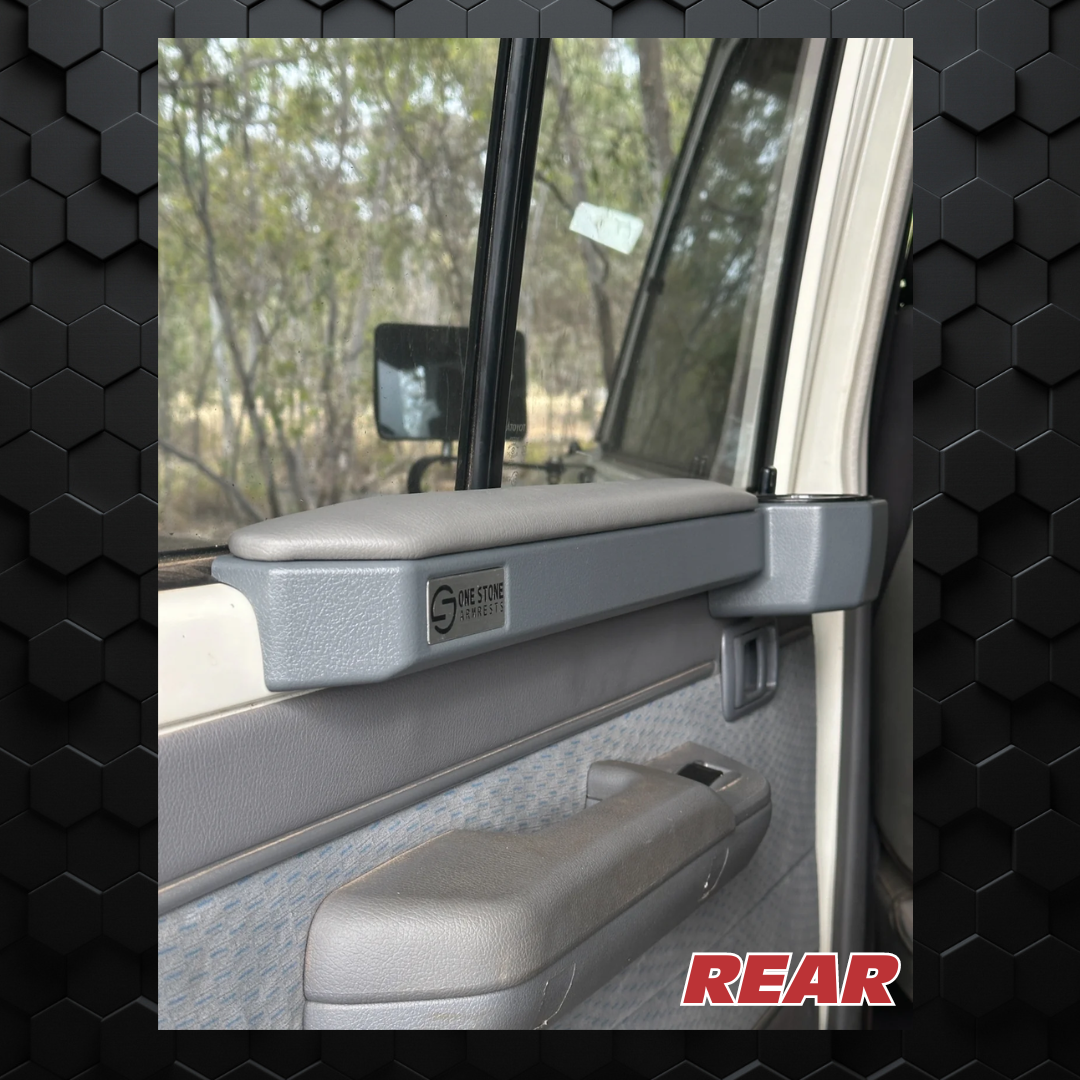 One Stone Armrest | Grey Full Rear Set Pair | 70 Series Landcruiser
