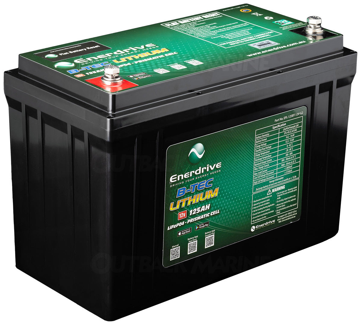 Enerdrive | B-TEC 125AH 12V | Gen2 LIFEPO4