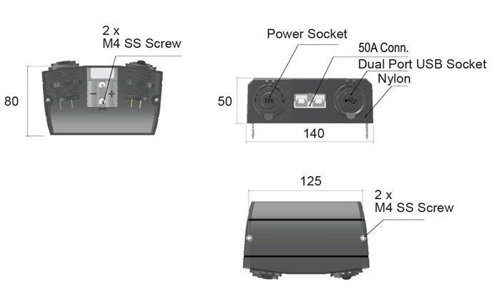 PDP Electrical | Anderson | Accessory Socket/USB Surface mount