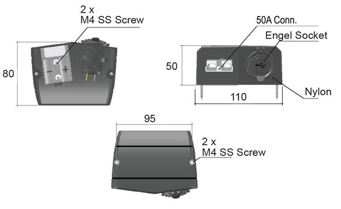 PDP Electrical | 50A Anderson | Engle Socket | Surface Mount
