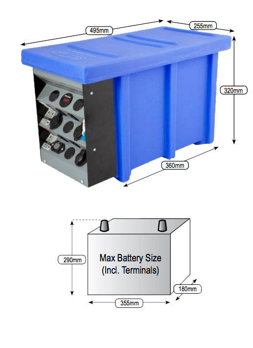 National Luna 12V Auxiliary Battery Box | Blue