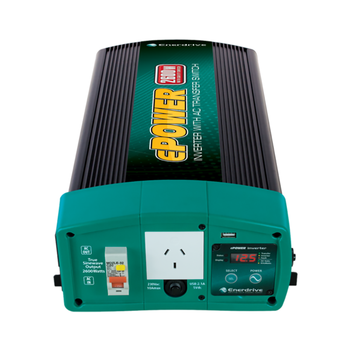 Enerdrive | ePOWER 2600W | 12V Pure Sine Wave Inverter with RCD & AC Transfer Switch