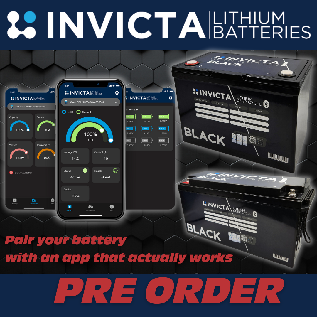 Invicta Black | 12V 100 AH | Lithium battery | with Bluetooth | SNLB12V100BT