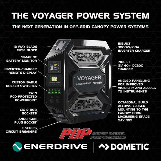 Enerdrive | Voyager System | Left 3000w/100A | Inverter-Charger 40DC inc Simarine SCQ50 | K-V3L01