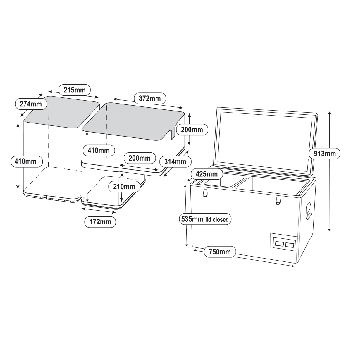 National Luna | 60L Legacy Twin Bin | Dual Control Single Door | Stainless Steel Fridge Freezer