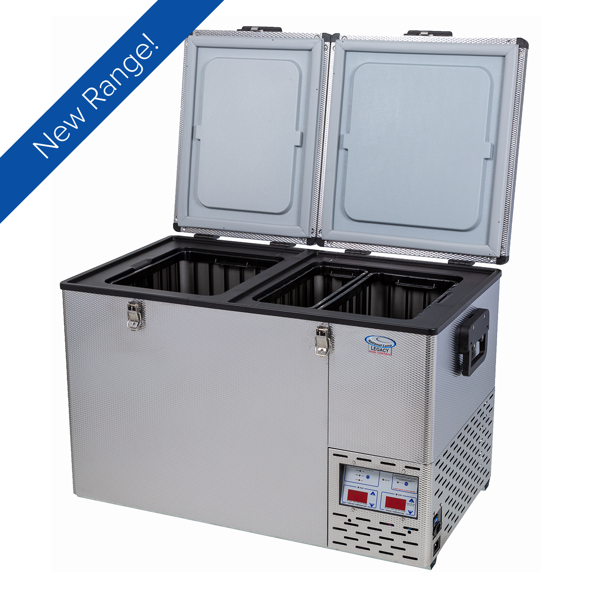 National Luna | 72L Legacy Twin Bin | Dual Control Double Door | Stainless Steel Fridge Freezer