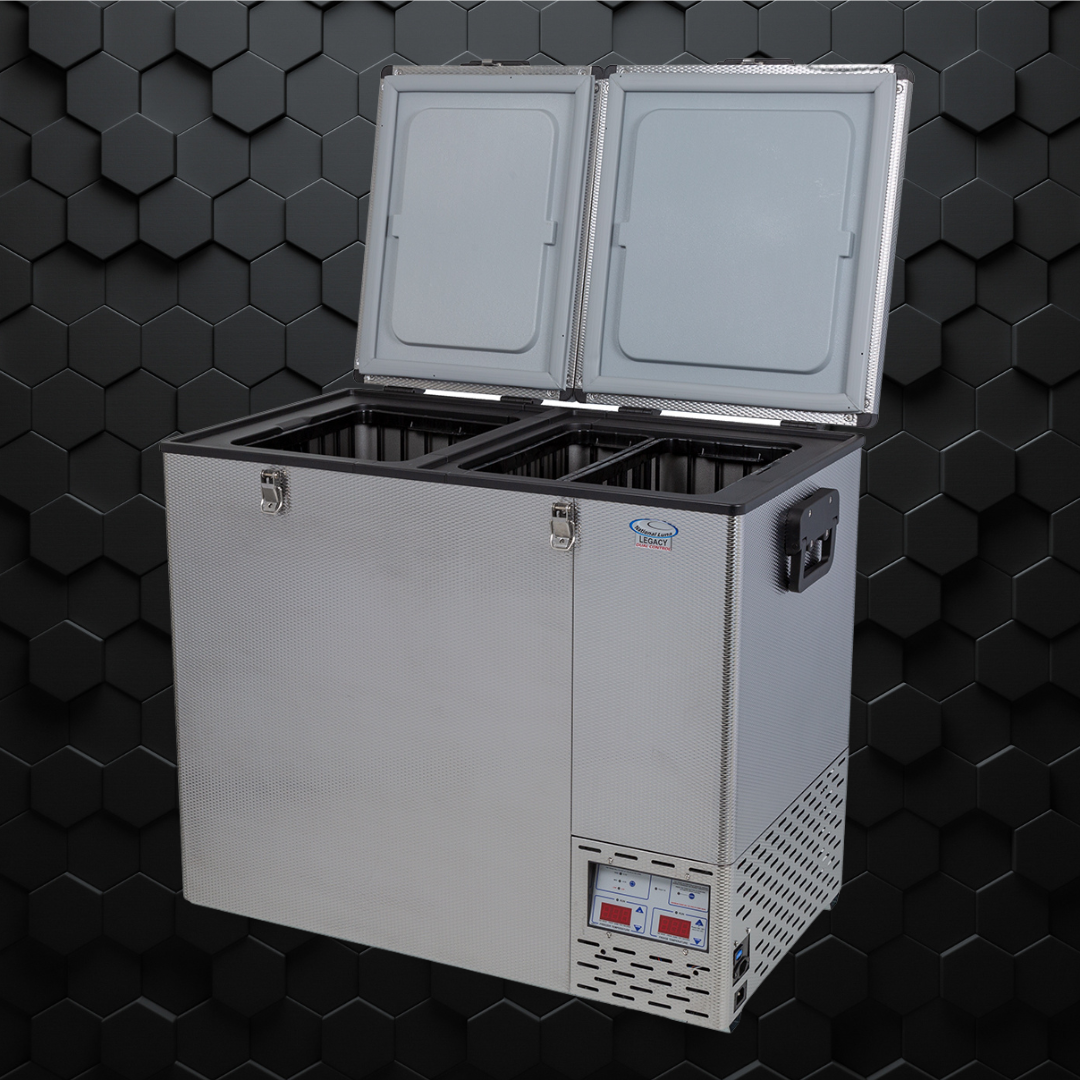 National Luna | 110L Legacy Twin Bin | Dual Control Double Door | Stainless Steel Fridge Freezer
