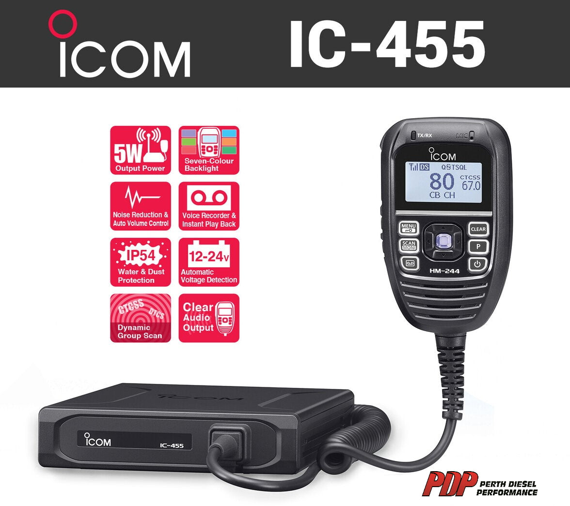 IC-455 UHF CB In-Car Two Way Radio Kit