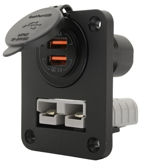 PDP Electrical | 50 Amp Anderson | Dual USB | Panel Mount
